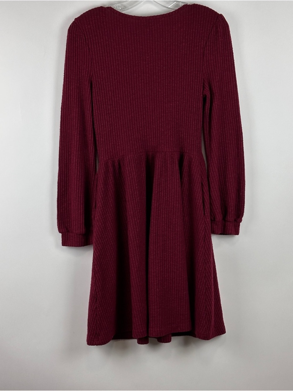NWOT Allegra K Sweater Dress Ribbed Knit Scoop Neck Long Sleeve Pockets XS - Picture 7 of 9
